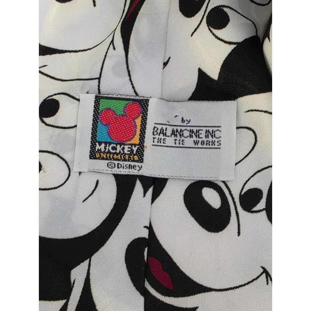 Disney Mickey Mouse Neck Tie By Balancine Inc 100% Polyester Black & White Carto